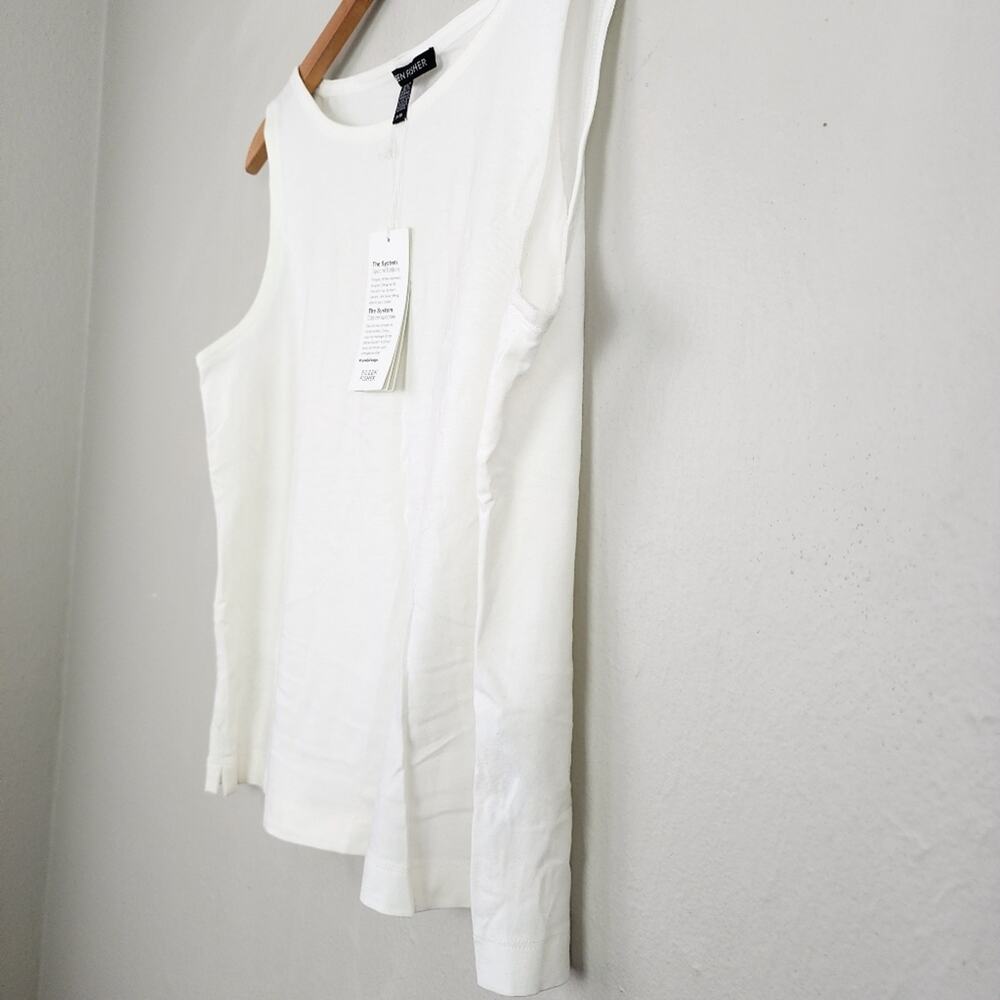 NWT Eileen Fisher White Tencel Stretch Sleeveless Tank Top Layering Shell Medium - Picture 6 of 13